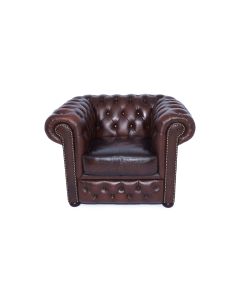refurbished Chesterfield fauteuil bruin