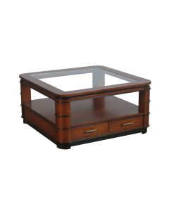 Art Deco salontafel '97' met ingelegd glas
