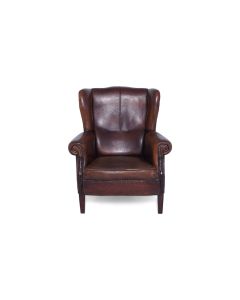 Vintage Schaapslederen Oorfauteuil