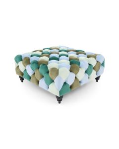 Chesterfield ottoman Springtime Patchwork